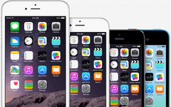 Apple iPhone lineup - iPhone 6 Plus, iPhone 6, iPhone 5S, and iPhone 5c