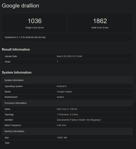 Specs and scores (Source: Geekbench)