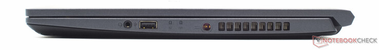 3.5 mm audio port, USB 2.0 Type-A, barrel power connector