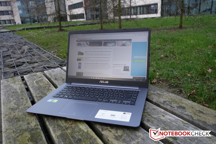 The Asus VivoBook 15 outdoors
