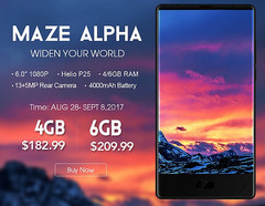 Maze Alpha variants late August 2017, Maze Alpha with 6 GB RAM now available