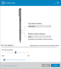 The barrel buttons are configured via the Dell Active Pen configuration utility...