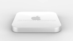 The next-generation Mac mini and the iMac&#039;s stand share a similar design. (Image source: Jon Prosser &amp; Ian Zelbo)