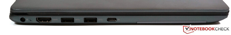 Left: Power supply, HDMI 1.4b, 2x USB-A 3.1 Gen.1, USB-C 3.1 Gen 1 (DisplayPort, charging)