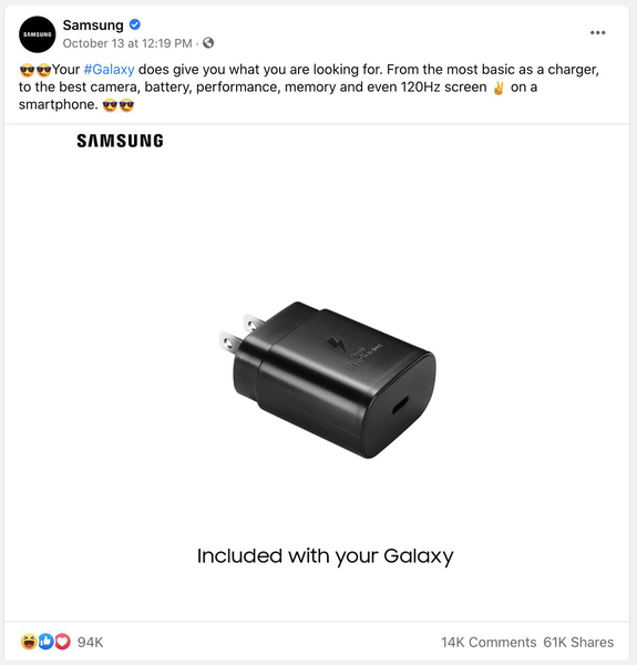 We now see why Samsung quickly deleted this post on Facebook. (Image source: Facebook)