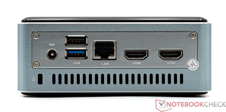 Rear, network port (19 V; 4.74 A), 1x USB 3.2, 1x USB 2.0, 2.5G LAN, 2x HDMI 2.0