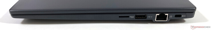 Right: microSD reader, USB-A 3.2 Gen.1 (Powered), Gigabit Ethernet, Kensington Lock
