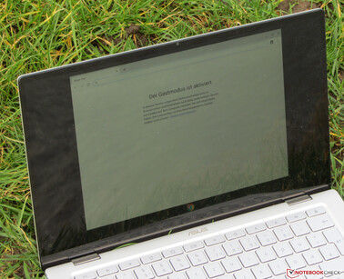 The Chromebook outdoors (shot in an overcast sky).