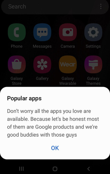 Most of the apps result in some kind of pop-up message. (Image: own)