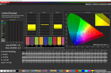 Color accuracy (color target space: P3; profile: Natural, max. Warm)