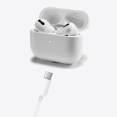 Apple may unveil AirPods that charge via USB-C at the company&#039;s September 12 event. (Image via Apple w/ edits)