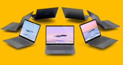 Chromebooks manufactured under Google's new Chromebook Plus initiative have beefier specs than what is usually seen in the ChromeOS world. (Image: Google Chrome, Intel, AMD, and Ryzen logos, w/ edits)