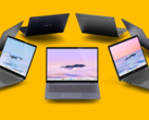 Chromebooks manufactured under Google's new Chromebook Plus initiative have beefier specs than what is usually seen in the ChromeOS world. (Image: Google Chrome, Intel, AMD, and Ryzen logos, w/ edits)