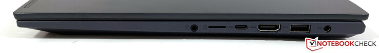 Right: 3.5-mm audio, microSD card reader, USB-C (3.2 Gen 1), HDMI 1.4b, USB-A (3.2 Gen 1), power