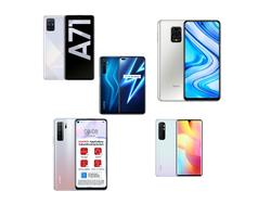 In the test: Xiaomi Mi Note 10 Lite vs. Huawei P40 Lite 5G vs. realme 6 Pro vs. Samsung Galaxy A71 vs. Redmi Note 9 Pro. Test devices provided by Huawei Germany, Samsung Germany, Xiaomi Germany, realme Germany, and Trading Shenzhen.