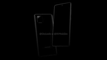Samsung Galaxy Note 10 Lite and/or A81. (Image source: 91mobiles/@OnLeaks)