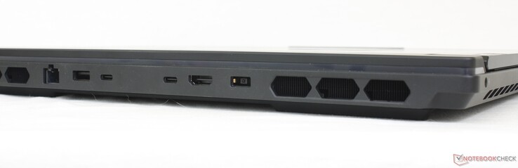 Rear: 2.5 Gbps RJ-45, USB-A 3.2 Gen. 1, 2x Thunderbolt 4 w/ DisplayPort 1.4 + Power Delivery 140 W, HDMI 2.1, AC adapter