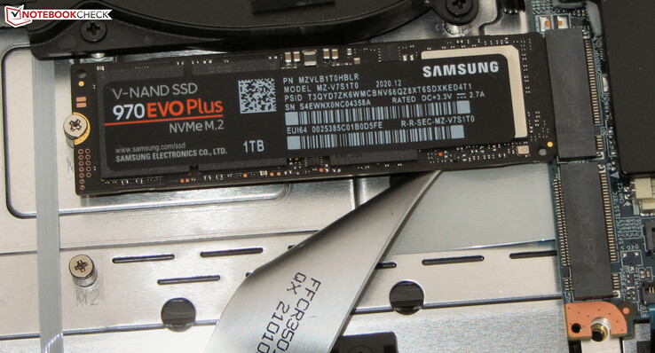The laptop offers space for two NVMe SSDs.
