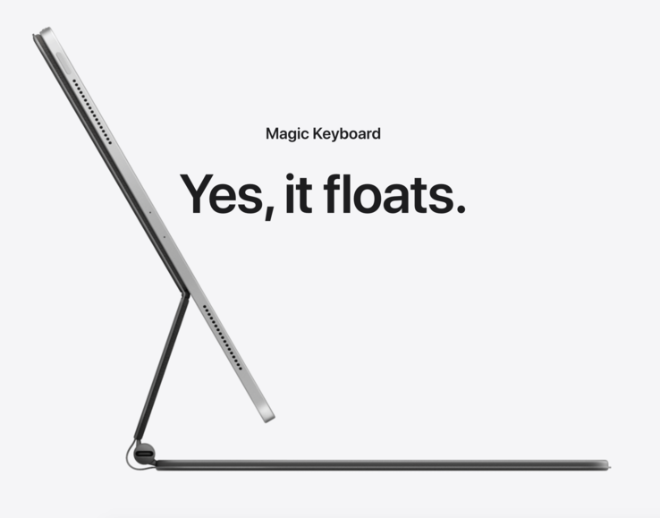 The floating feature of the new iPad Pro Magic Keyboard. (Source: Apple)