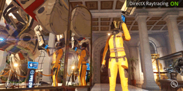 DirectX Raytracing (DXR) can produce real-time reflections of objects outside the camera view. (Source: Guru3D)