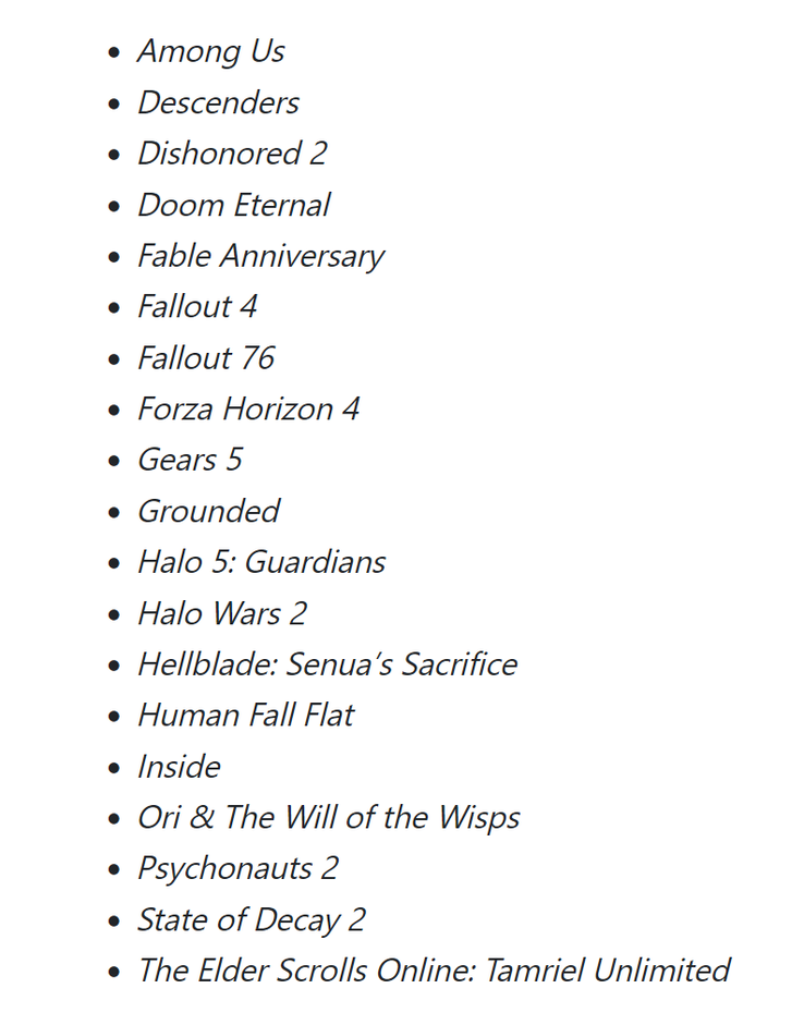 The full starter set of titles available through Game Pass Core. (Source: Microsoft)