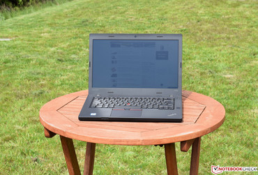 The Lenovo ThinkPad T470p in the sunlight.