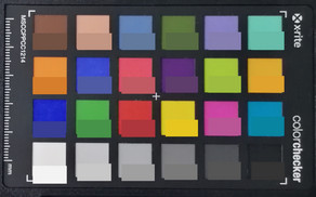 ColorChecker colors photographed. The bottom half of every square shows the original color.