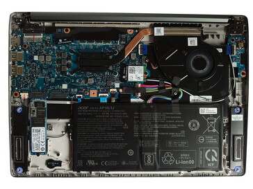 A look at the TravelMate X514 with its bottom plate removed