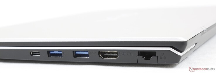 Right: USB-C w/ DisplayPort + Power Delivery, USB-A 3.1 Gen. 1, HDMI, Gigabit RJ-45