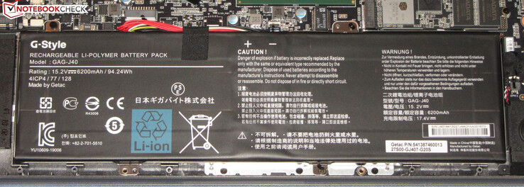 The battery has a capacity of 94.24 Wh.