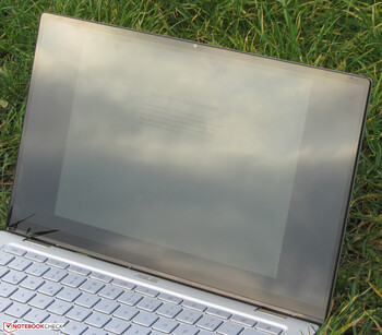 The Chromebook outdoors (shot in an overcast sky).