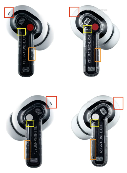 Nothing Ear (1) vs Nothing Ear (2) design changes (image via Smartprix)