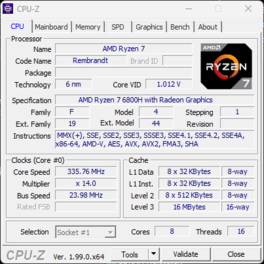 CPU-Z, main page