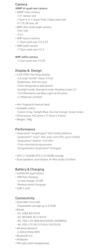 Xiaomi Redmi 9T - Specifications. (Image Source: Xiaomi)