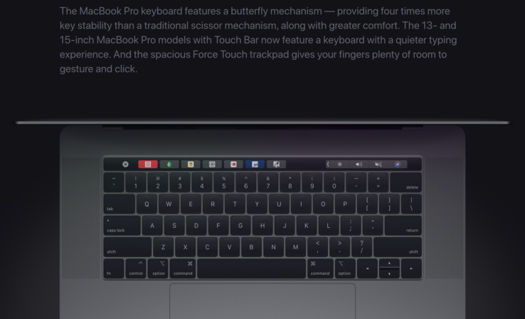 Apple is still advertising the MacBook butterfly keyboard as a feature. (Source: Apple)