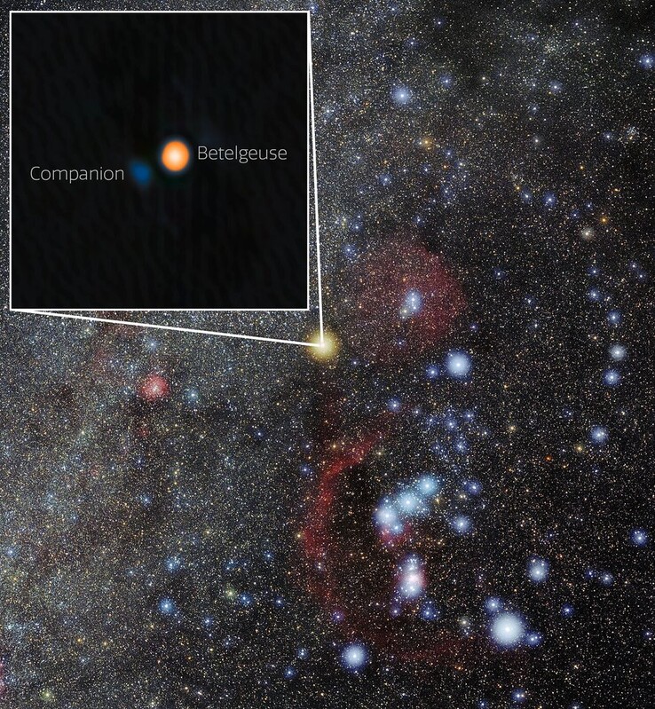 The location of Betelgeuse and its companion star. (Image source: International Gemini Observatory/NOIRLab/NSF/AURAImage Processing: M. Zamani (NSF NOIRLab))