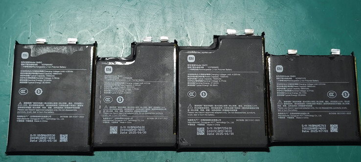 Supposed batteries of the Xiaomi 17, 17 Pro, 17 Pro Max, and 17 Ultra (Image source: Panda Is Very Bald on Weibo)