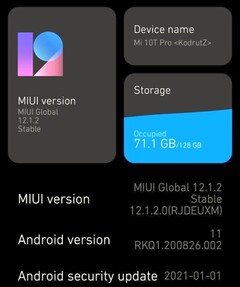 Xiaomi Mi 10T Pro firmware version in this moment, Android 11 with MIUI 12.1.2 bugs (Source: Own)