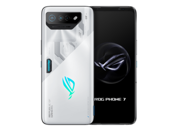 The ROG Phone 7 comes in Storm White with a solid RGB logo...