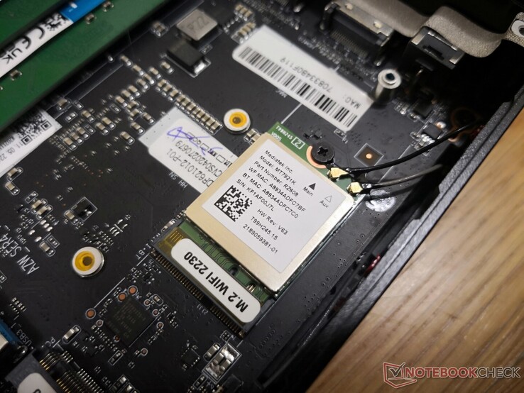 Removable M.2 WLAN module sits underneath the primary M.2 SSD. The SER4 is one of the first mini PCs to carry the Wi-Fi 6E MediaTek RZ608 to be a huge upgrade over the Intel 7265 in the SER3