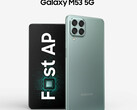 The Galaxy M53 5G will be orderable in a choice of three colours, eventually. (Image source: Samsung)