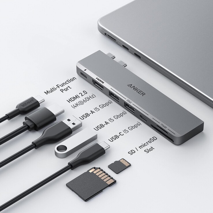 The updated Anker 547 USB-C Hub (7-in-2, for MacBook, Gray). (Image source: Anker)