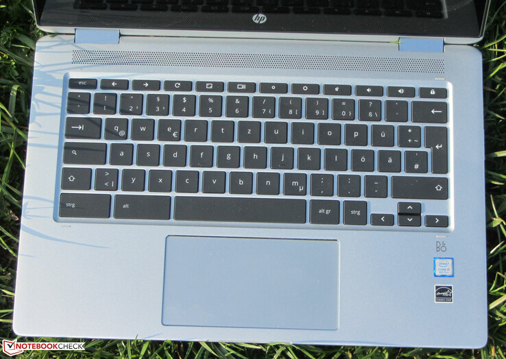 A look at the keyboard deck and trackpad