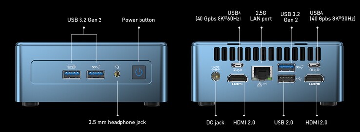 External ports on the Geekom Mini IT12, i5-12450H (Source: Geekom)