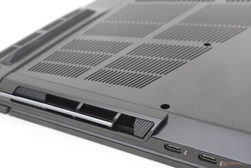 Chassis design incorporates more grilles for cooling than on many other gaming laptops