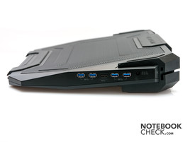 Right: 4 USB 3.0, laptop connection, power socket Right: 4 USB 3.0, laptop connection, power socket