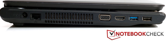 Left: power socket, RJ45 (LAN), VGA, HDMI, USB 3.0, USB 2.0