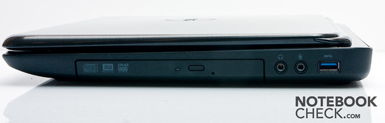 Right: Optical drive, two audios, USB 3.0 Right: Optical drive, two audios, USB 3.0
