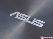 The Asus logo in brushed aluminum: