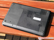 The bottom of the notebook is matte plastic and hence differs from the rest of the chassis, ...